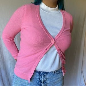 Merona Pink Front-Button Sweater Cardigan M